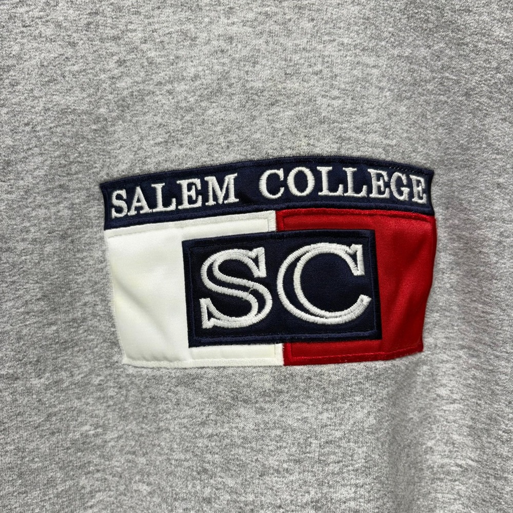 VTg Y2K Salem College Crewneck Sweatshirt Size L Gray Embroidered Pullover - Picture 2 of 14